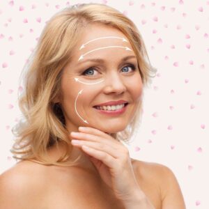 happy blonde woman showcasing youthful skin after pdo thread lift