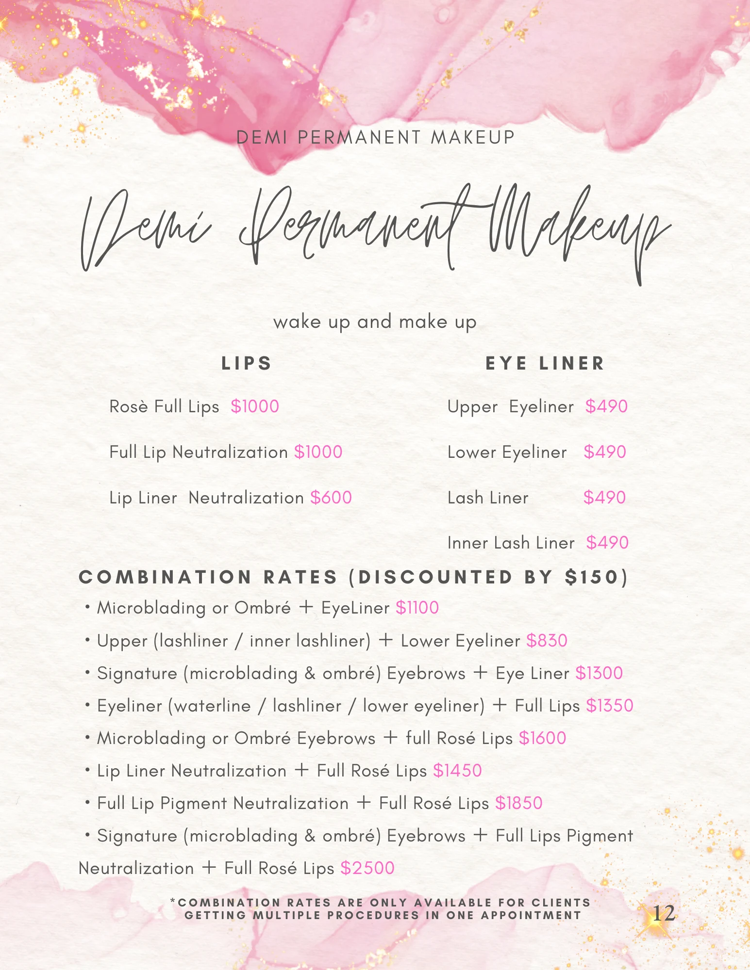demi permanent makeup pricing