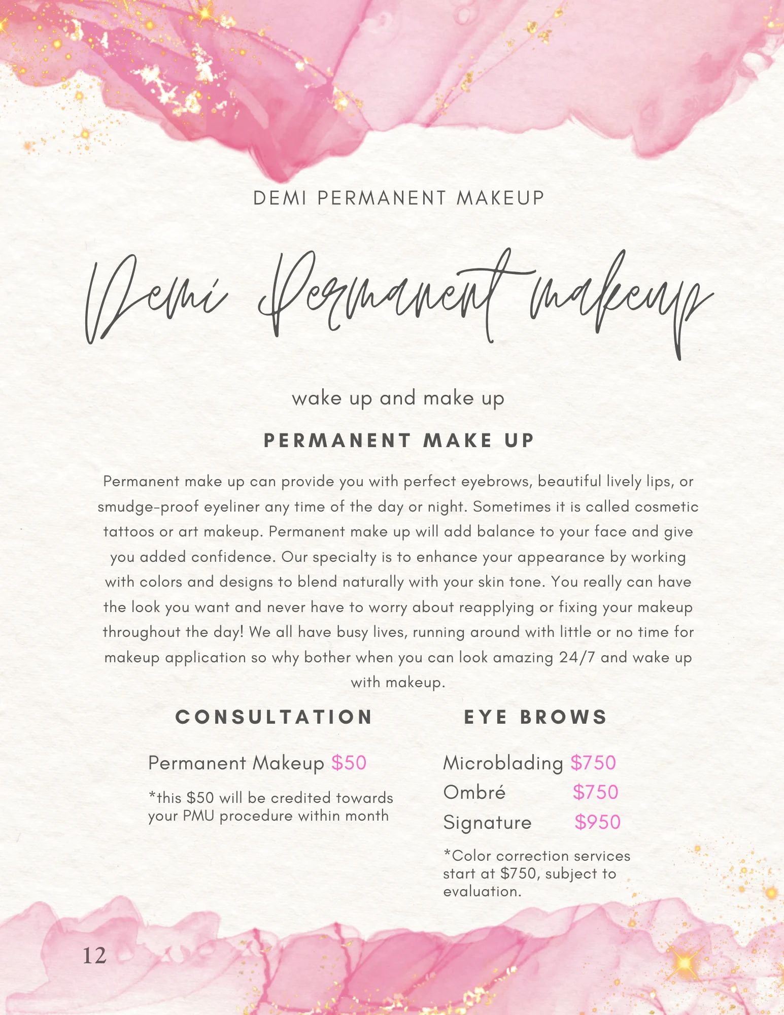 demi permanent makeup pricing
